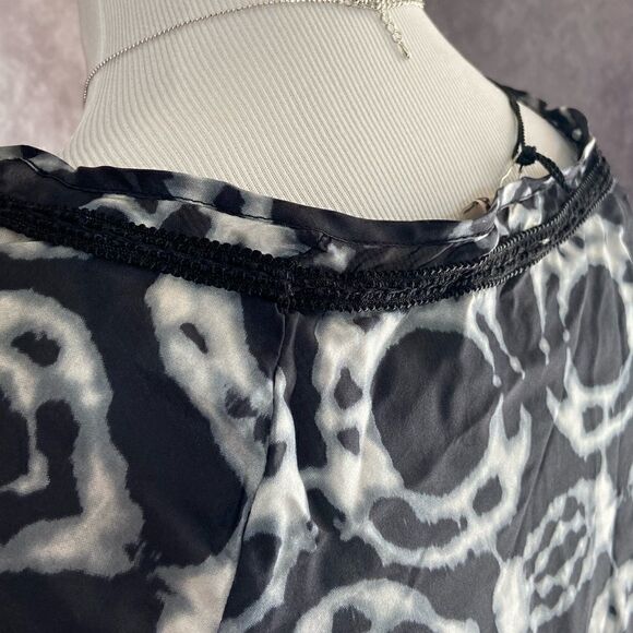 NWT Da-Nang Black & White Tie Dye Embroidered Silk Blouse - Picture 6 of 12